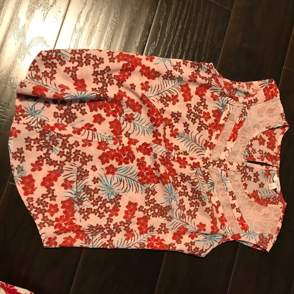 Pink and red floral top